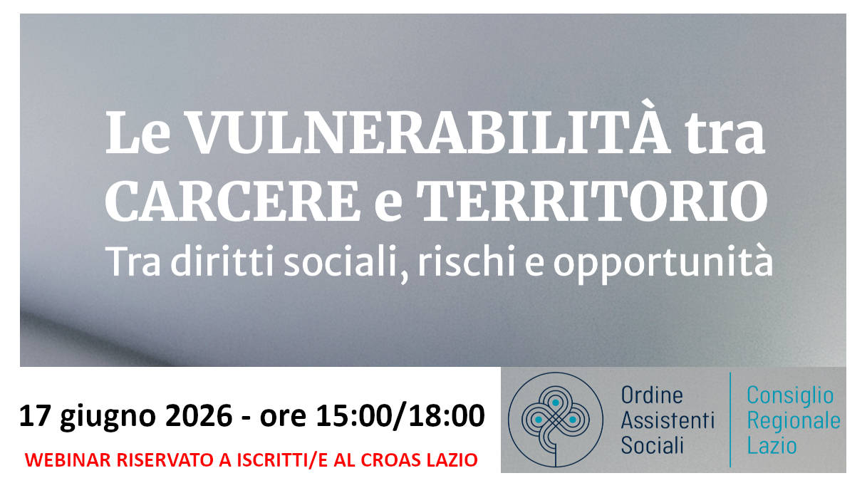 mmagine contenente il titolo dell’evento, la data e l’orario di svolgimento, a chi è rivolto ed il logo del CROAS Lazio